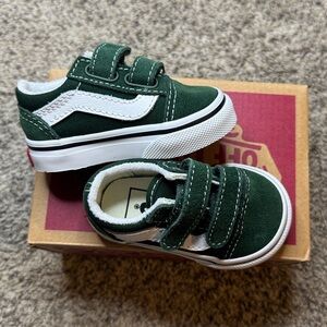 Vans Forest Green Baby Shoes with Velcro